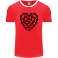 Heart Bike Chain Cycling Biker Motorbike Mens Ringer T-Shirt FotL Red/White