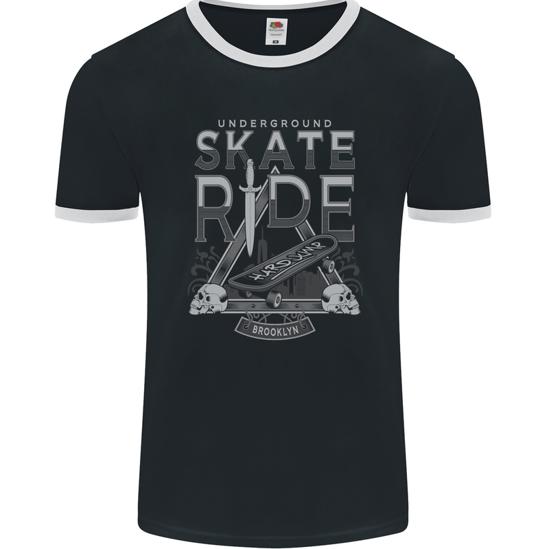 Underground Skate Ride Skateboard Mens Ringer T-Shirt FotL Black/White