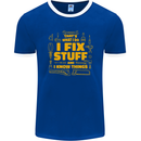 I Fix Stuff Funny Carpenter DIY Tradesman Mens Ringer T-Shirt FotL Royal Blue/White