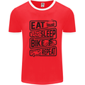 Cycling Eat Sleep Bike Repeat Funny Bicycle Mens White Ringer T-Shirt Red/White