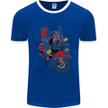 Union Jack MOD Scooter British Flag Bike Mens White Ringer T-Shirt Royal Blue/White