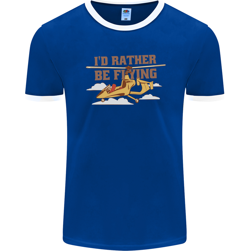 Gyrocopter Rather Be Flying Mens Ringer T-Shirt FotL Royal Blue/White