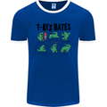 T-Rex Hates Funny Dinosaurs Jurassic Gym Mens Ringer T-Shirt FotL Royal Blue/White