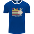 Pluto Never Forget Space Astronomy Planet Mens White Ringer T-Shirt Royal Blue/White