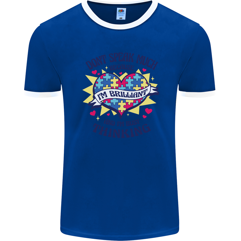 Dont Speak Much Autism Autistic Mens Ringer T-Shirt FotL Royal Blue/White