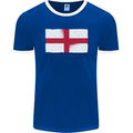 England Flag St Georges Day Rugby Football Mens Ringer T-Shirt FotL Royal Blue/White