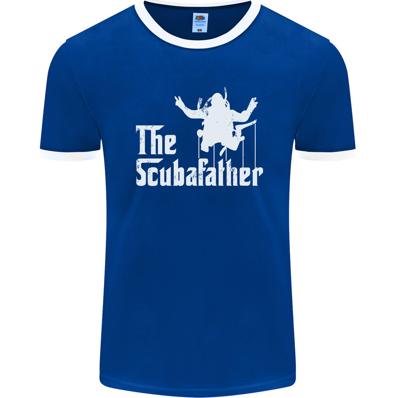 The Scuba Father Day Funny Diving Diver Mens Ringer T-Shirt FotL Royal Blue/White