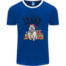 We Wish You a Pugly Christmas Funny Pug Mens Ringer T-Shirt FotL Royal Blue/White
