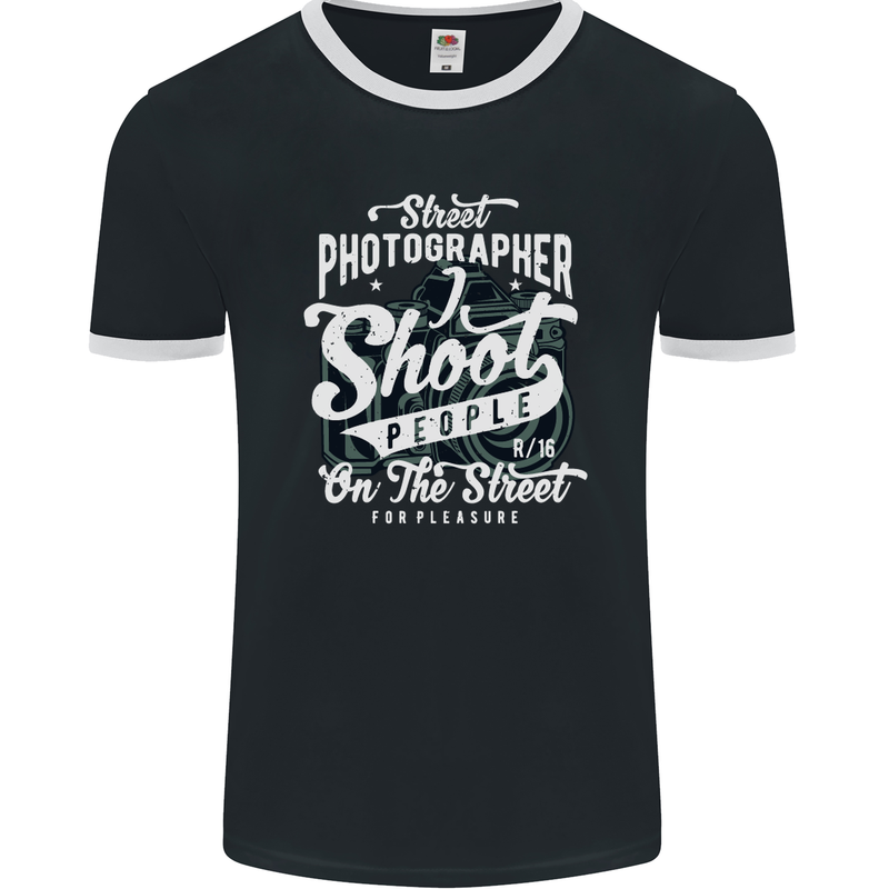 Street Photographer Photography Funny Mens Ringer T-Shirt FotL Black/White