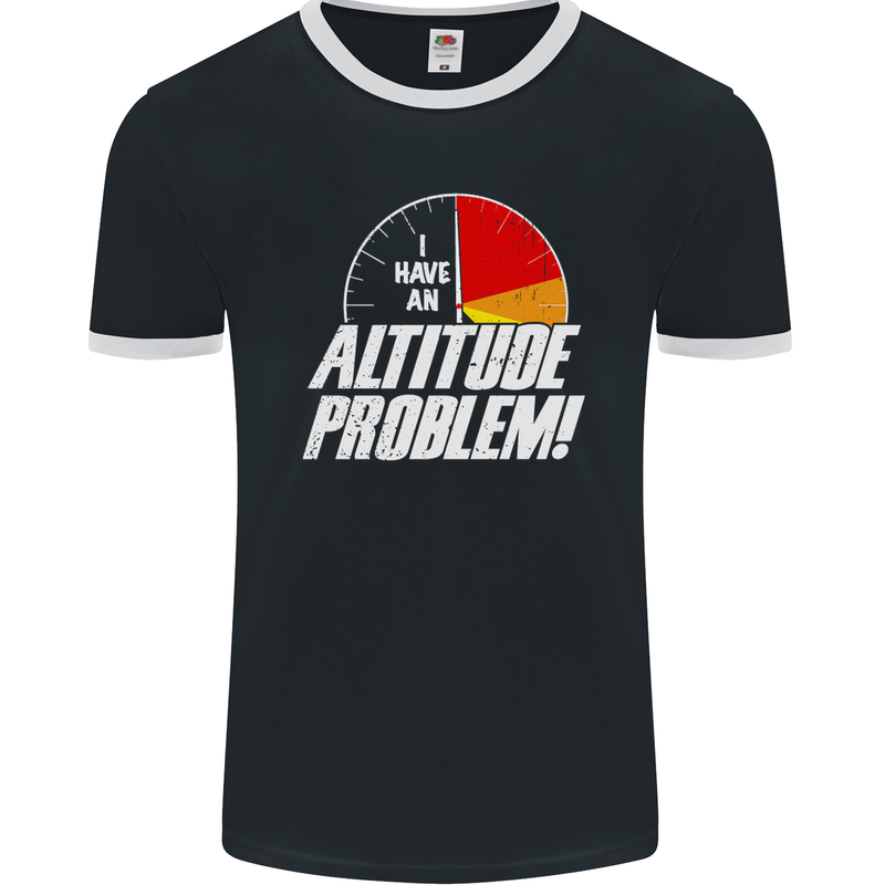 Altitude Problem Skydiving Freefall Funny Mens Ringer T-Shirt FotL Black/White