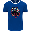 Four Eyed Scary Monster Halloween Mens Ringer T-Shirt FotL Royal Blue/White