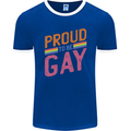 LGBT Pride Awareness Proud To Be Gay Mens Ringer T-Shirt FotL Royal Blue/White