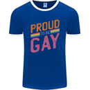 LGBT Pride Awareness Proud To Be Gay Mens Ringer T-Shirt FotL Royal Blue/White
