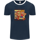 Funny Firework Bonfire Night Guy Fawkes Mens Ringer T-Shirt FotL Navy Blue/White