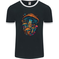 Psychedelic Magic Mushrooms LSD Trippy Mens Ringer T-Shirt FotL Black/White