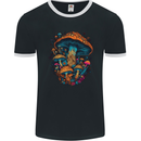 Psychedelic Magic Mushrooms LSD Trippy Mens Ringer T-Shirt FotL Black/White
