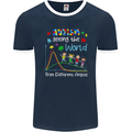 Autism World From Different Angles Autistic Mens Ringer T-Shirt FotL Navy Blue/White