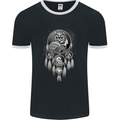 Bring the Nightmare Tribal Owl Skull Gothic Mens Ringer T-Shirt FotL Black/White