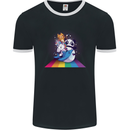 Mystical Panda Bear Unicorn Cat and Shark Mens Ringer T-Shirt FotL Black/White