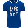 Life is a Dying Art Slogan Pessimist Artist Mens Ringer T-Shirt FotL Royal Blue/White