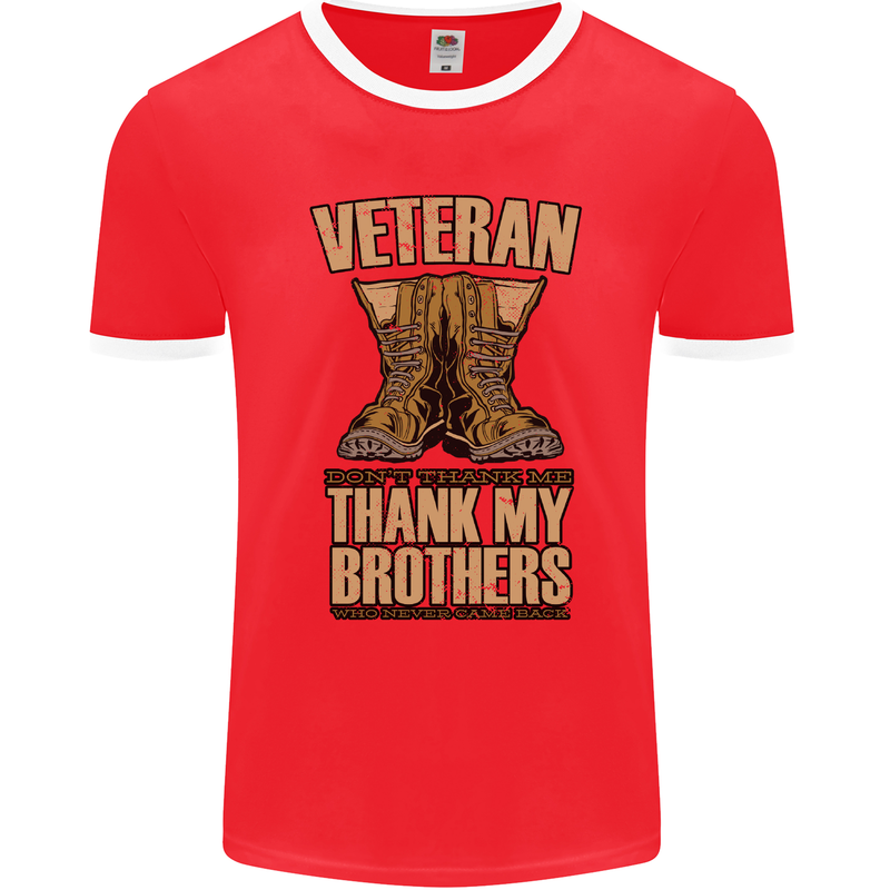 Veteran Boots British Army Marines Paras Mens Ringer T-Shirt FotL Red/White