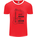 Guitar When Words Fail Music Speaks Mens Ringer T-Shirt Red/White