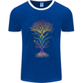 Colourful DNA Tree Biology Science Mens Ringer T-Shirt FotL Royal Blue/White