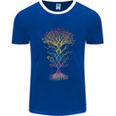 Colourful DNA Tree Biology Science Mens Ringer T-Shirt FotL Royal Blue/White