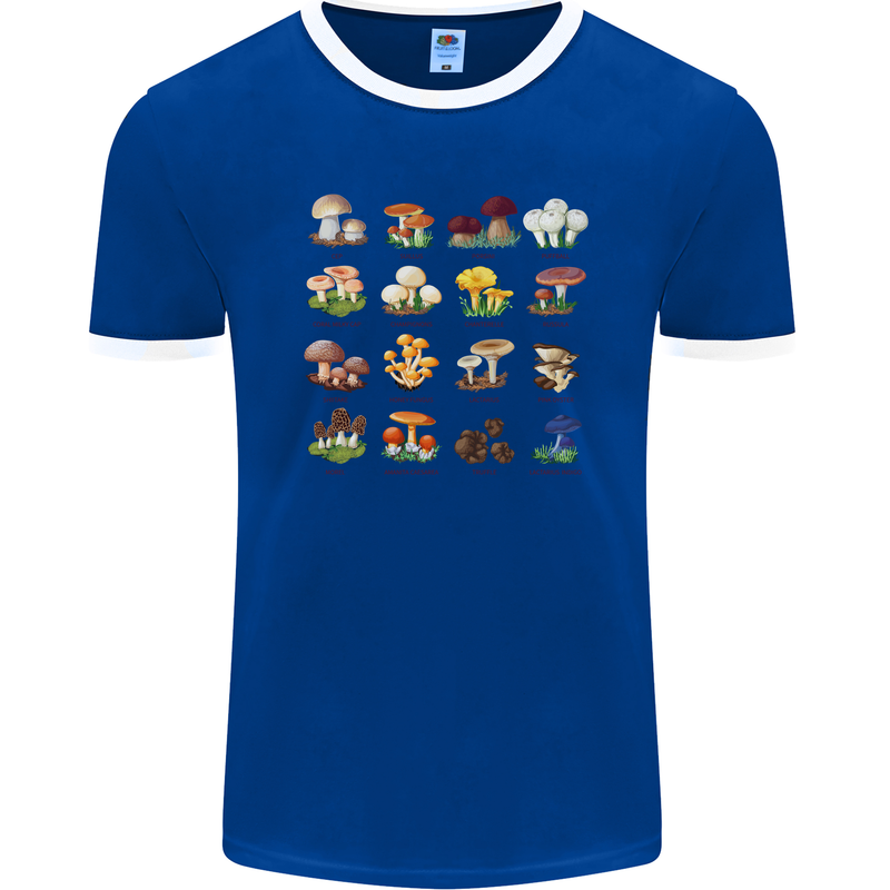 Mushroom Species Mens Ringer T-Shirt FotL Royal Blue/White