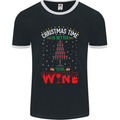 Christmas Better With Wine Funny Alcohol Mens Ringer T-Shirt FotL Black/White