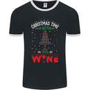 Christmas Better With Wine Funny Alcohol Mens Ringer T-Shirt FotL Black/White