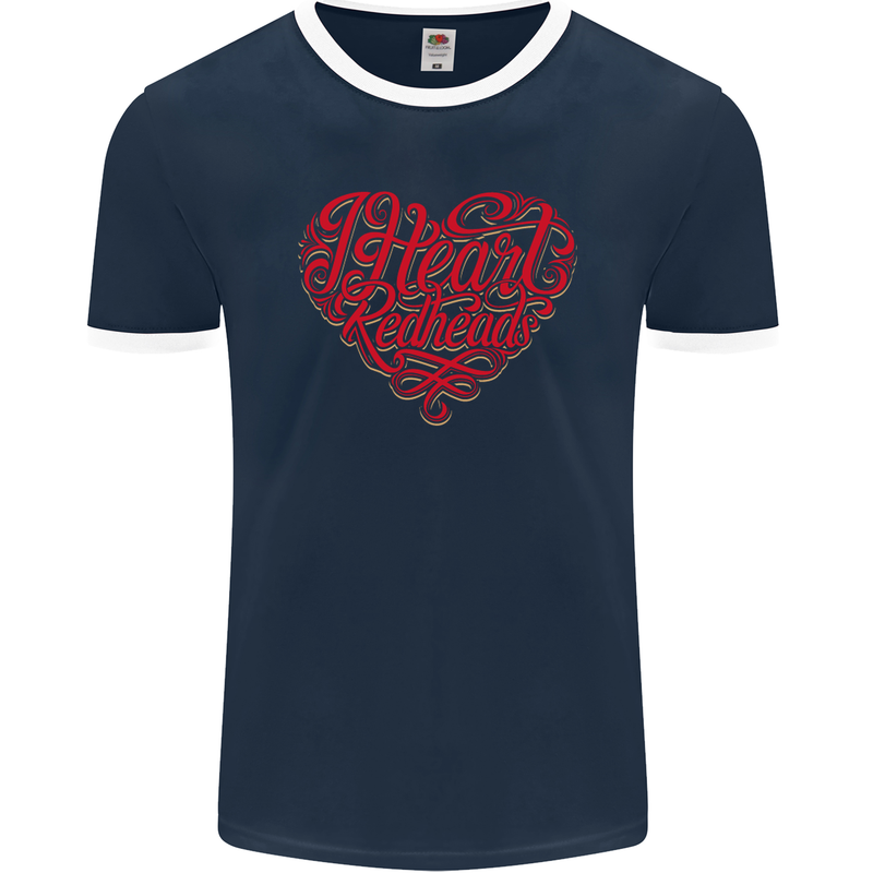 I Heart Red Heads Ginger Hair Funny Mens Ringer T-Shirt FotL Navy Blue/White