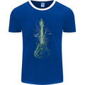 Green Guitar Tree Guitarist Acoustic Mens Ringer T-Shirt FotL Royal Blue/White