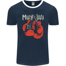 Muay Thai Boxing Gloves MMA Mens Ringer T-Shirt FotL Navy Blue/White