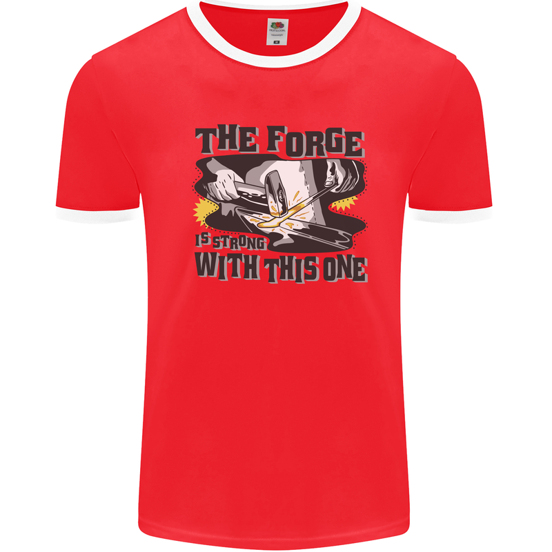 Blacksmith the Forge is Strong With This One Mens Ringer T-Shirt Red/White