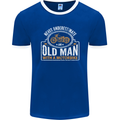 Old Man Motorcycle Motorbike Biker Funny Mens Ringer T-Shirt FotL Royal Blue/White