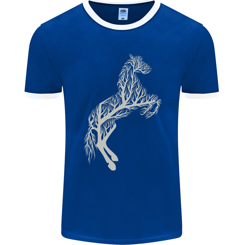 Tree Horse Ecology Equestrian Mens Ringer T-Shirt FotL Royal Blue/White