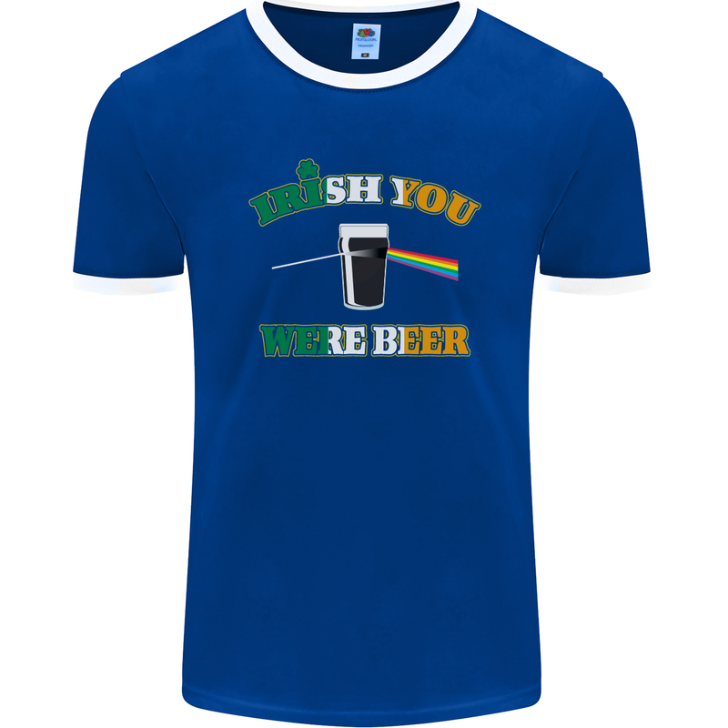 Irish You Were Beer St. Patrick's Day Beer Mens Ringer T-Shirt FotL Royal Blue/White