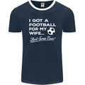 Football for My Wife Best Swap Ever Funny Mens Ringer T-Shirt FotL Navy Blue/White