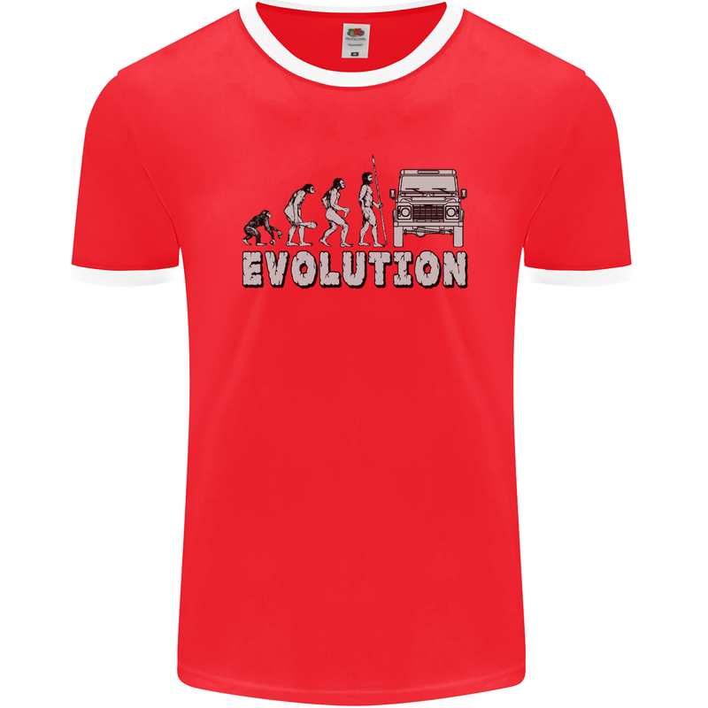 4X4 Evolution Off Road Roading Funny Mens Ringer T-Shirt FotL Red/White