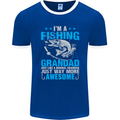 Fishing Grandad Funny Fathers Day Fisherman Mens Ringer T-Shirt FotL Royal Blue/White