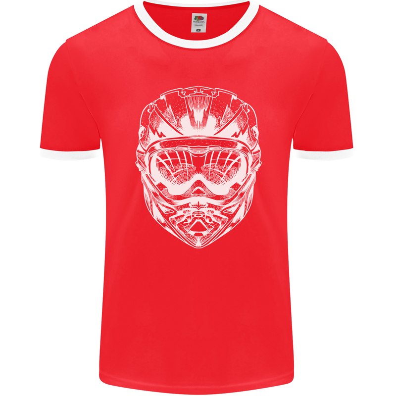 Downhill Mountain Biking Helmet DH MTB Mens Ringer T-Shirt FotL Red/White