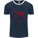 Chinese Zodiac Shengxiao Year of the Goat Mens Ringer T-Shirt FotL Navy Blue/White