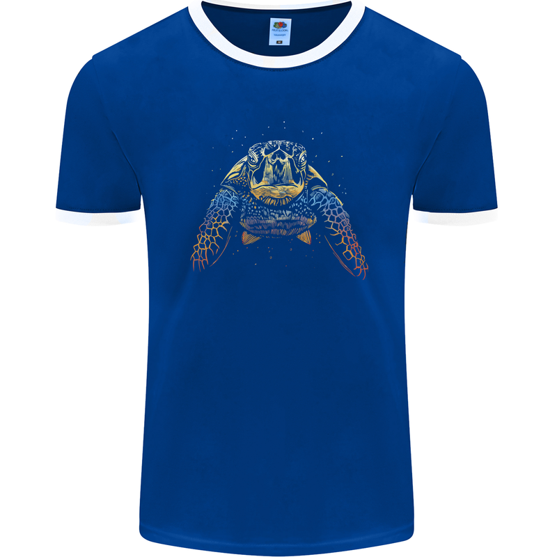 A Colourful Turtle Animals Ecology Ocean Mens Ringer T-Shirt FotL Royal Blue/White