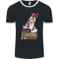 Stop Staring at My Cock Funny Rude Mens Ringer T-Shirt FotL Black/White