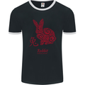 Chinese Zodiac Shengxiao Year of the Rabbit Mens Ringer T-Shirt FotL Black/White