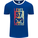 57th Birthday 57 Year Old Level Up Gamming Mens Ringer T-Shirt FotL Royal Blue/White