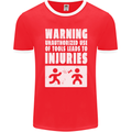 Warning Tools Builder Plumber Electrician Mens Ringer T-Shirt FotL Red/White