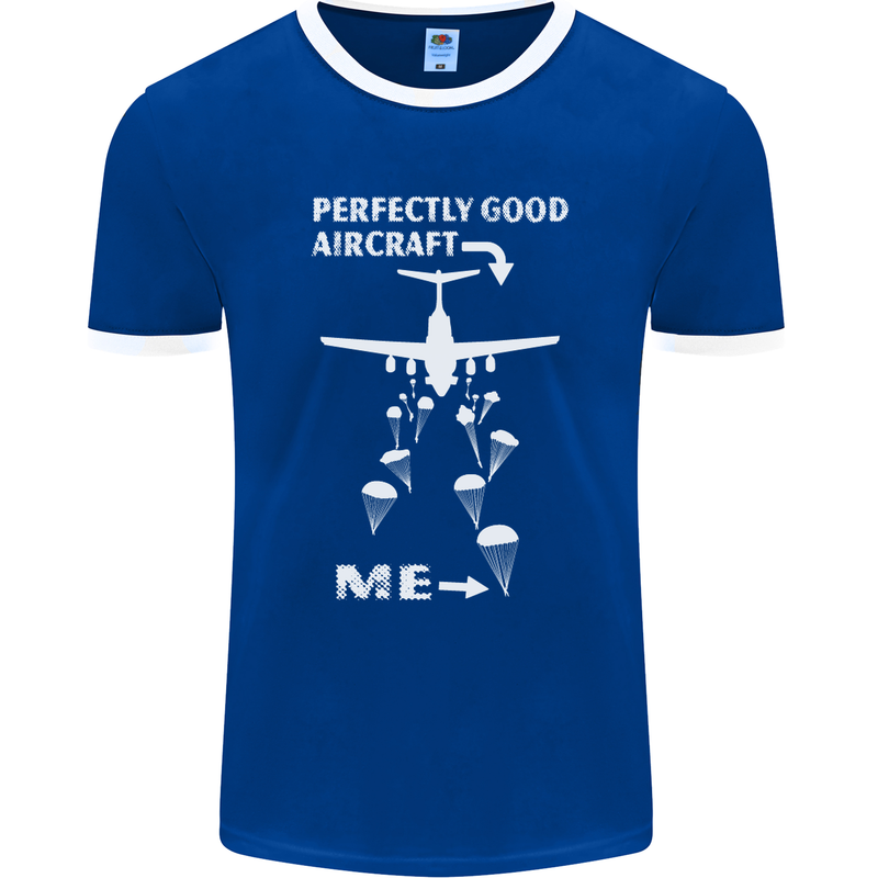 Perfectly Good Aircraft Skydiving Skydiver Mens Ringer T-Shirt FotL Royal Blue/White