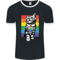 LGBT Cat Gay Pride Day Awareness Mens Ringer T-Shirt FotL Black/White